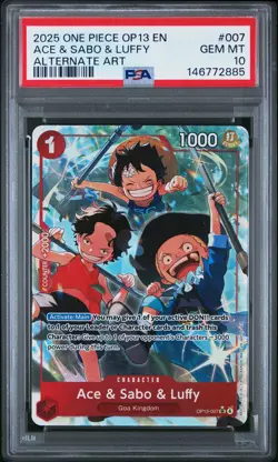 PSA 10 2025 One Piece Op13-Carrying On His Will #007 Ace & Sabo & Luffy GEM MT - Image 1