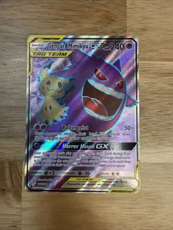 Gengar & Mimikyu GX 164/181 SM Team Up Full Art Ultra Rare Holo Pokemon Card DMG - Image 1