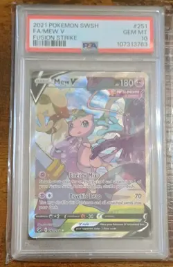 Mew V PSA 10 Alt Art Fusion Strike Pokemon Card 251/264 Sword & Shield FA - Image 1