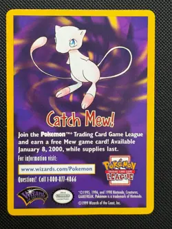 1999 Catch Mew Promo Insert WOTC Pokemon Vintage Warner Bros Movie Card - Image 1