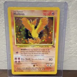 Pokemon Moltres - EXCELLENT - Fossil Holo Rare 12/62 Card English - Image 1