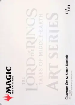 Generous Ent Art Card, #11, LTR , Reg, Art Series - NM - Image 2