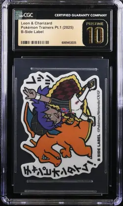CGC 10 PRISTINE Leon & Charizard Sticker B SIDE LABEL Pokemon Center Japan - Image 1