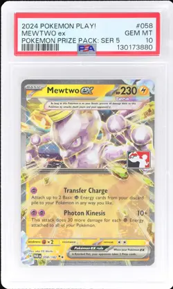 2024 Pokemon Play! Pokemon Prize Pack Series 5 Mewtwo EX #058 PSA 10 Gem Mint - Image 1