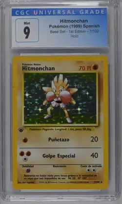 Hitmonchan Pokemon 1999 Spanish Base Set 1st Edition 7/102 Holo CGC 9 MINT - Image 1