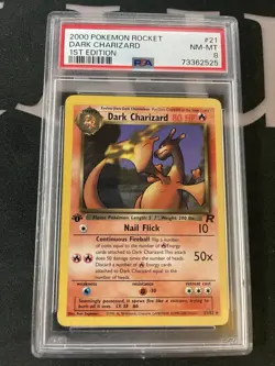 DARK CHARIZARD 2000 Pokemon Team Rocket 1st Edition #21 - PSA 8 - Image 1