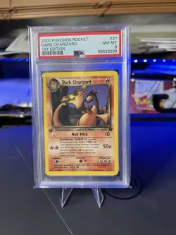 Pokemon Dark Charizard TCG 21/82 Non-Holo Rare 1st Edition PSA 8 - Image 1