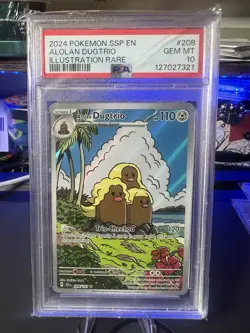 2024 Pokemon SSP EN Alolan Dugtrio Illustration Rare #208 PSA 10 GEM MINT - Image 1