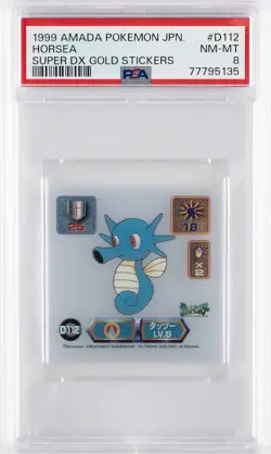 1999 AMADA POKEMON JPN SUPER DX GOLD STICKERS #D112 HORSEA PSA 8 - Image 1