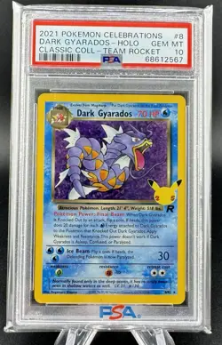2021 Pokemon Celebrations Classic Coll Team Rocket #8 Dark Gyarados Holo PSA 10 - Image 1