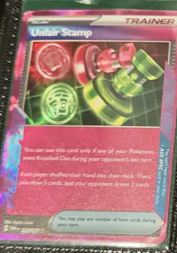 Pokemon Unfair Stamp 165/167 Sv06 Twilight Masquerade ACE SPEC Rare Holo Trainer - Image 1