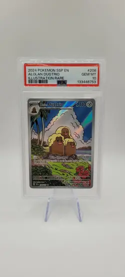 Pokemon TCG: Alolan Dugtrio Illustration Rare 208/191 Surging Sparks PSA 10 - Image 1