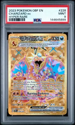 Pokemon 2023 PSA 9 MINT Charizard EX 228 Obsidian Flames Hyper Rare - Image 1