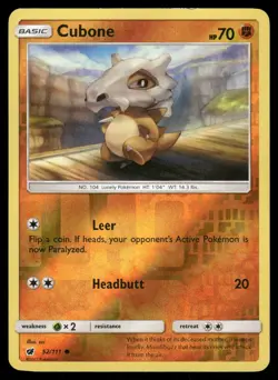Cubone 52/111 Common Crimson Invasion Pokemon Reverse Holo Heavily Played - Image 1