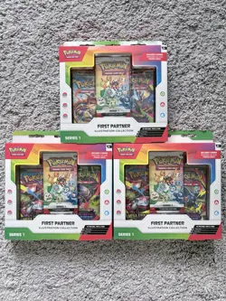 Lot Of 3 Pokemon First Partner Series 1 Illustration Collection - Image 1