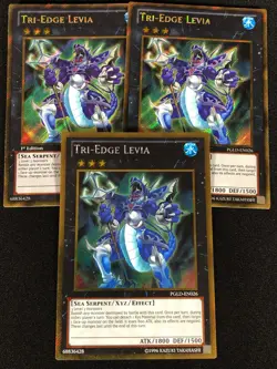 Yugioh Tri-Edge Levia PGLD-EN026 Gold x3 (NM) One is 1st - Image 1