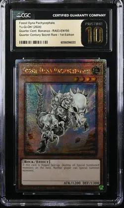 YuGiOh FOSSIL DYNA PACHYCEPHALO Quarter Century Secret RA03-EN195 CGC PRISTINE - Image 1