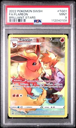 Flareon TG01/TG30 Swsh09: Brilliant Stars Trainer Gallery Holo PSA 9 - Image 1
