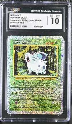 CGC 10 Nidoran 2002 Legendary Collection 82/110 Reverse Holo Pokemon Card - Image 1