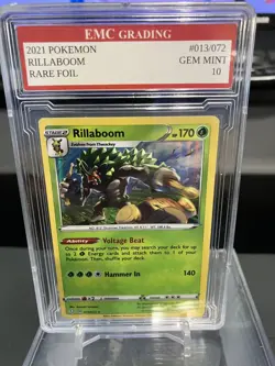 RILLABOOM HOLO FOIL 2021 Pokemon RARE #013/072 Card GRADED 10 MINT - Image 1