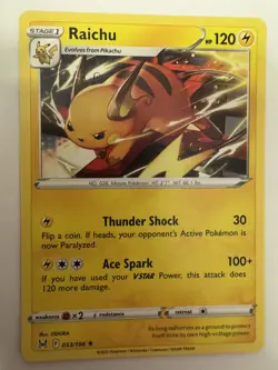Raichu 053/196 Lost Origin Rare NM Pokemon Card TCG - Image 1