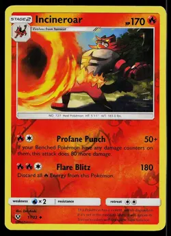 Pokemon Card Shining Legends Incineroar 17/73 Uncommon Reverse Holo - Image 1