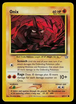 Pokemon Card Neo Genesis Onix 69/111 Common - Image 1