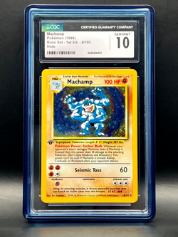CGC GEM MINT 10- Machamp 1st Edition 8/102 Holo Rare 1999 Pokemon Base Set- WOTC - Image 1