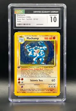 CGC GEM MINT 10- Machamp 1st Edition 8/102 Holo Rare 1999 Pokemon Base Set- WOTC - Image 2