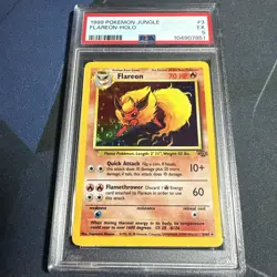 Pokemon TCG PSA 5 Flareon Fossil 3/64 Holo Rare - Image 1