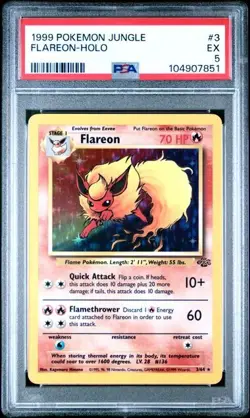 Pokemon TCG PSA 5 Flareon Fossil 3/64 Holo Rare - Image 3