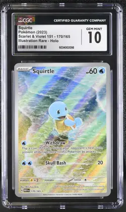 CGC 10 GEM MINT Squirtle Illustration Rare 170/165 SV Pokemon 151 2023 English - Image 1