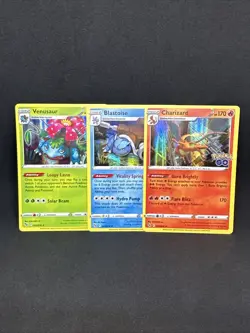 Pokemon TCG Holographic Charizard Venusaur & Blastoise Pokemon GO Holo Trio - Image 1