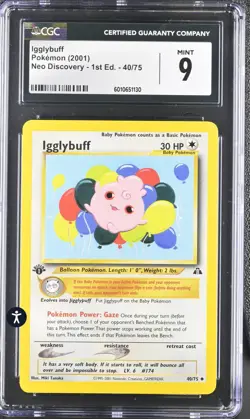Pokemon Neo Discovery 40/75 Igglybuff 1st Edition 2001 Uncommon CGC 9 MINT - Image 2