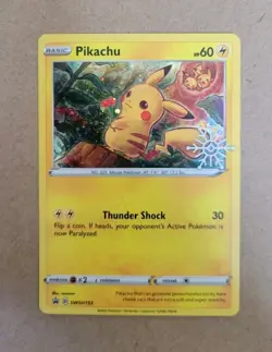 Pokemon 2022 Shield & Sword #SWSH153 Pikachu Calendar Holiday Black Star LP - Image 1