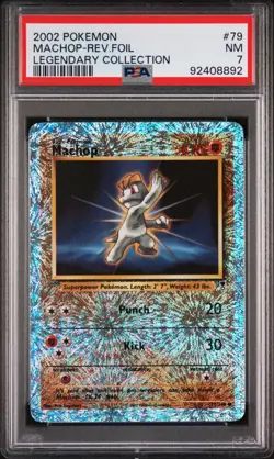 Machop 2002 Pokemon Legendary Collection Reverse Holo #79 PSA 7 NEAR MINT - Image 1