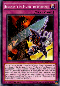 Yu-Gi-Oh! Prologue of the Destruction Swordsman MACR-EN075 1st Edition Rare Maxi - Image 1