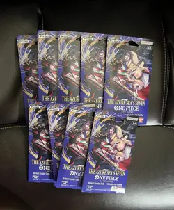 One Piece TCG: The Azure Sea's Seven Sleeved Booster Pack OP-14- 9 Pack Lot - Image 1