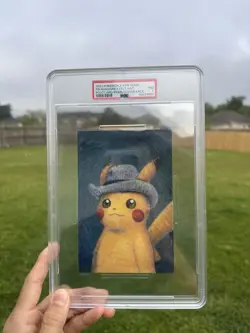 2023 Pokemon x Van Gogh Promo Postcard Pikachu With Grey Felt Hat PSA 7 - Image 1