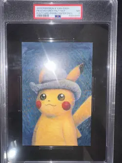 2023 Pokemon x Van Gogh Promo Postcard Pikachu With Grey Felt Hat PSA 7 - Image 2