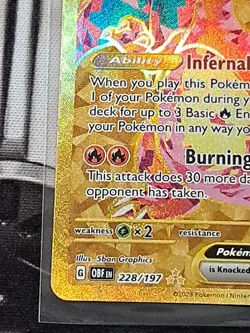 Charizard ex 228/197 Gold Full Art Hyper Rare Obsidian Flames NM Pokemon Card - Image 3