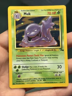 Pokemon TCG Fossil Unlimited Muk Holo Rare TCG Card 13/62- MP - Image 1