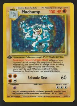 Pokemon TCG Machamp Base Set 8/102 Holo 1st Edition Holo Rare HP - Image 1