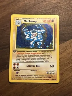Pokemon TCG Machamp Base Set 8/102 1st Edition Holo Rare Vintage 1999 Played - Image 1