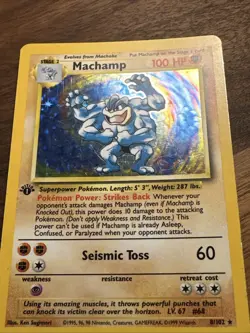 Pokemon TCG Machamp Base Set 8/102 1st Edition Holo Rare Vintage 1999 Played - Image 2