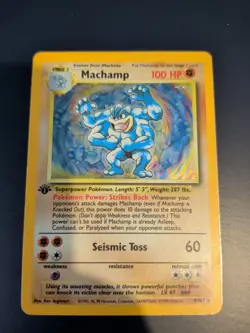 Pokemon TCG Machamp Holo Rare Card Base Set 8/102 1st Edition - Image 4