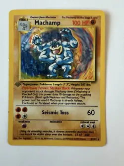 Pokemon TCG Machamp Base Set 8/102 Holo 1st Edition Holo Rare - Image 1