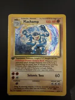 Pokemon TCG Machamp Holo Rare Card Base Set 8/102 1st Edition Heavy Play - Image 1