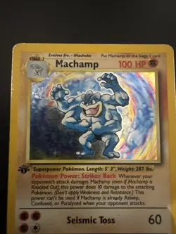Pokemon TCG Machamp Holo Rare Card Base Set 8/102 1st Edition Heavy Play - Image 4