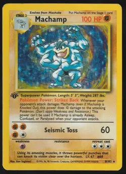 Pokemon TCG Machamp Base Set 8/102 Holo 1st Edition Holo Rare LP/MP - Image 1